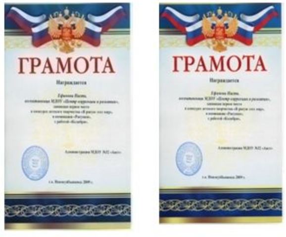 Достижения воспитанников за 2009 год