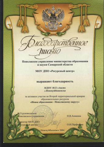 Благодарственное письмо