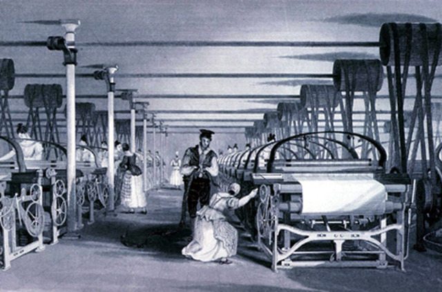 Working in a cotten factory