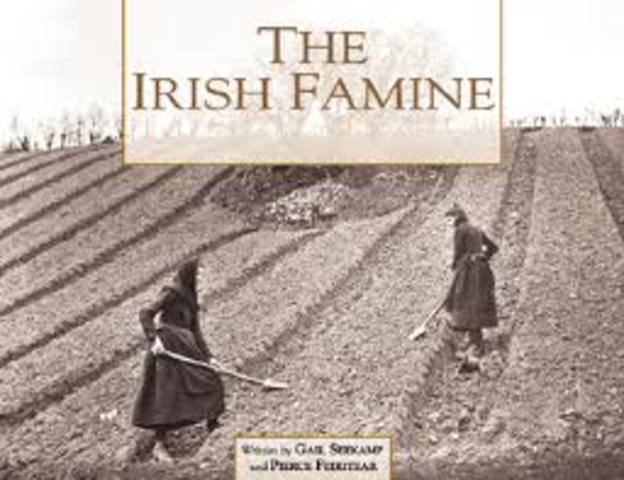 Potato famine begins in Ireland; close to one million people die of starvation or famine-related diseases; massive emigration