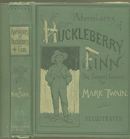 Mark Twain’s Adventures of Huckleberry Finn appears.