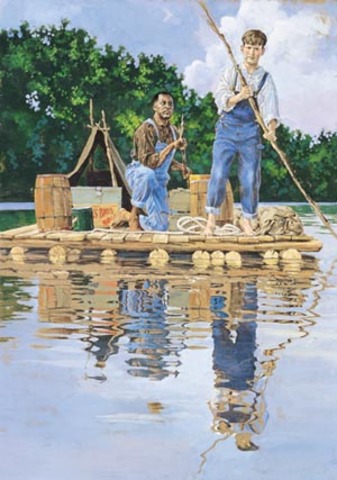 Mark Twain’s Adventures of Huckleberry Finn appears.