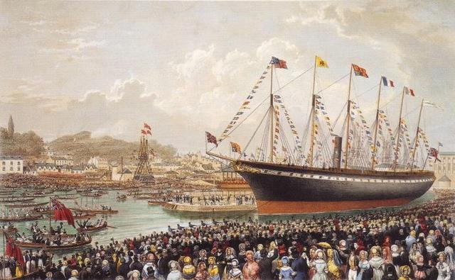 Brunel built the "Great Western, a paddle steamer. Made the Bristol/New York crossing in under 15 days.