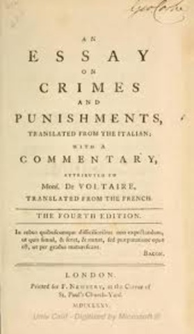 Cesare Beccaria writes against torture in ON Crimes and Punishment