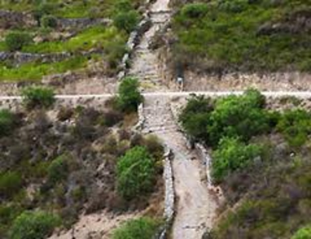 The Incas began to create roads