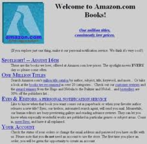 First online bookstore is launched. Goes by the name Amazon.com
