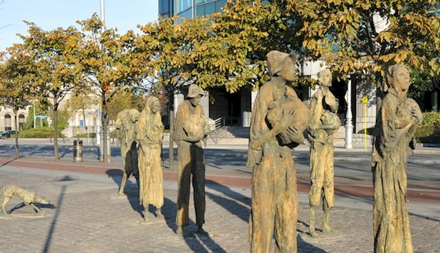 Potato famine begins in Ireland; close to one million people die of starvation or famine-related disease; massive emigration begins.