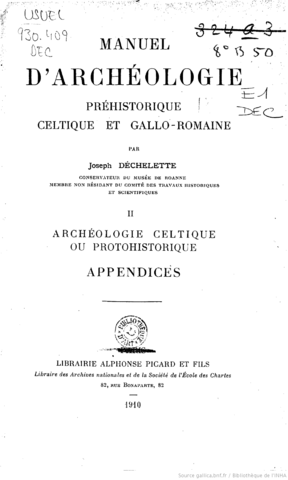 Première édition du Manuel d'archéologie préhistorique celtique et gallo-romaine