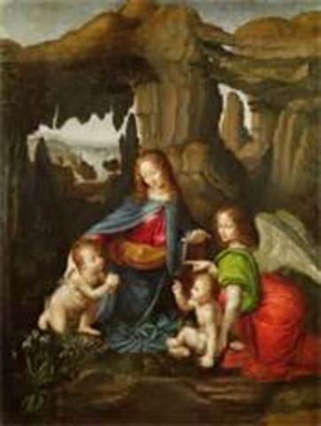 Leonardo da Vinci paints the first Madonna of the Rocks