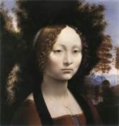 Leonardo da Vinci paints the portrait of Ginevra de'Benci