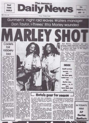 Two to Three Gunmen attempt to assassinate Bob Marley and those around him