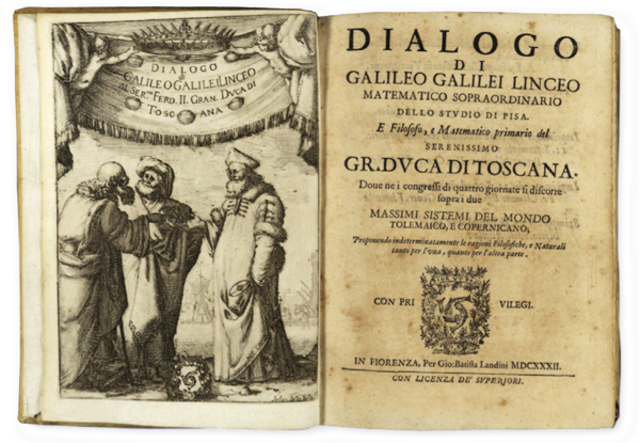 Galileo Galilei udgiver bogen “Dialog om de to verdensopfattelser”