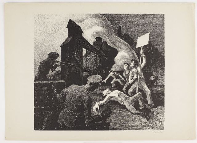 Thomas Hart Benton creates the lithograph Strike (Mine Strike)