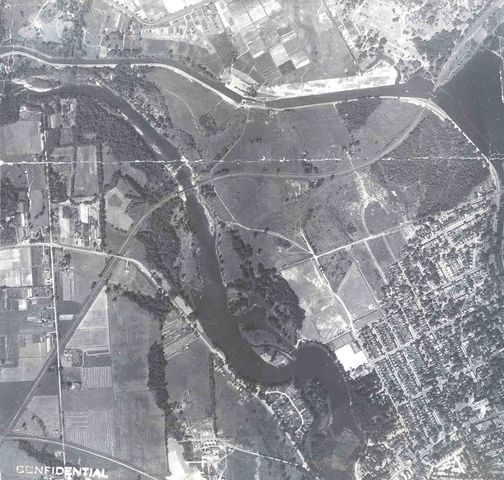 Aerial view of the campus before construction