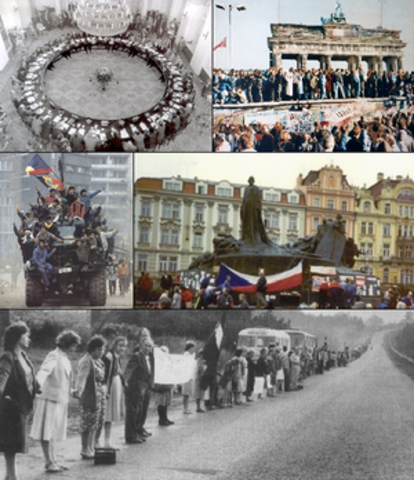 Communist governments fall in Czechoslovakia, Bulgaria, and Rumania; Soviet empire ends