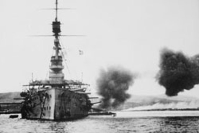 Britain bombarded Turkish forts in the Dardanelles
