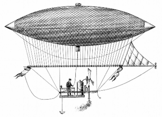 Airship powered by the first aircraft engine