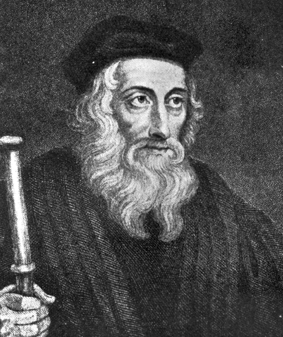 John Wycliffe  (1325-1384) challenges the teachings of the Roman Catholic Church.