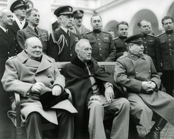 1943 Winston Churchill, Franklin Roosevelt, and Joseph Stalin meet in Tehran; they promise Iran national sovereignty