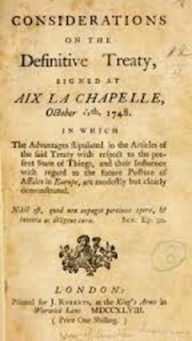 Treaty of Aix-La-Chapelle is made.