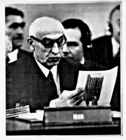 Iranian Prime Minister Mosaddeq nationalizes the Iranian oil industry, which foments a power struggle with the Shah.