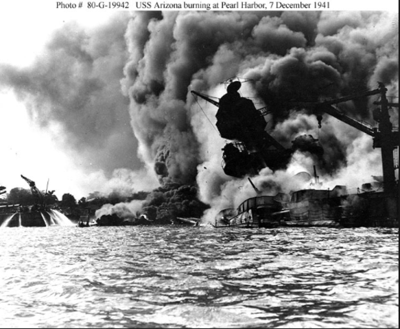 Japan bombs Pearls Harbor