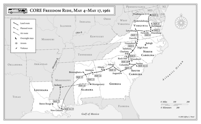 Freedom Riders route