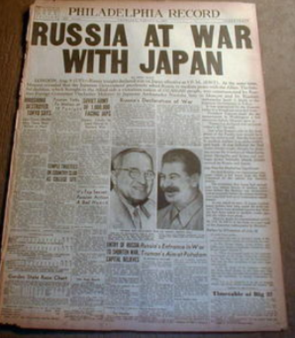 Russia declares war on Japan