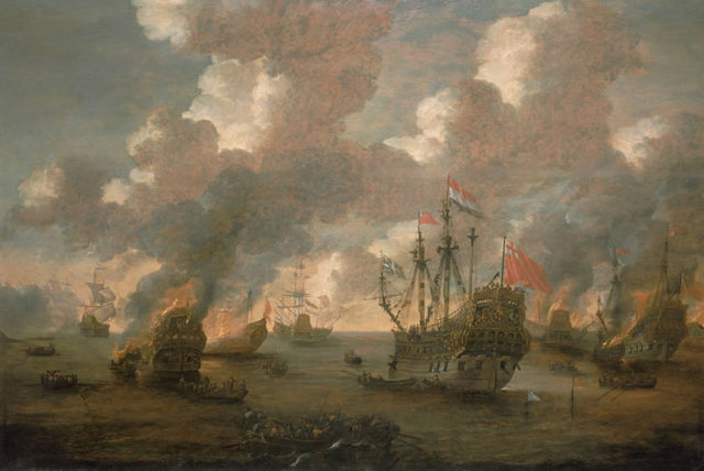 Dutch ships attack the English fleet in the Medway