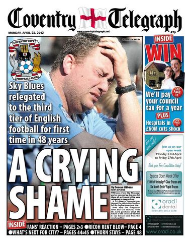 City relegated to third tier