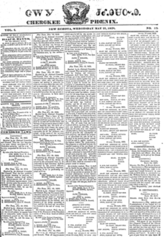 First Native American Newspaper is Published