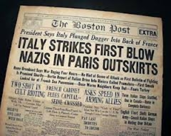 Italy Declares War on Britain & France