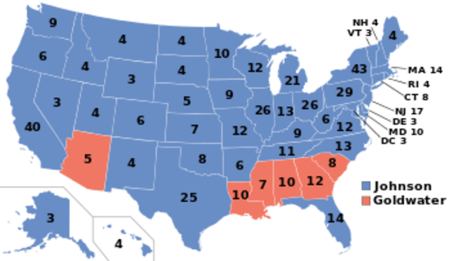 Election of 1964: LBJ (D) V. Barry Goldwater (R)