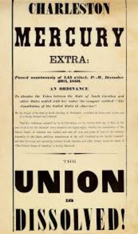 South Carolina secedes from the United States