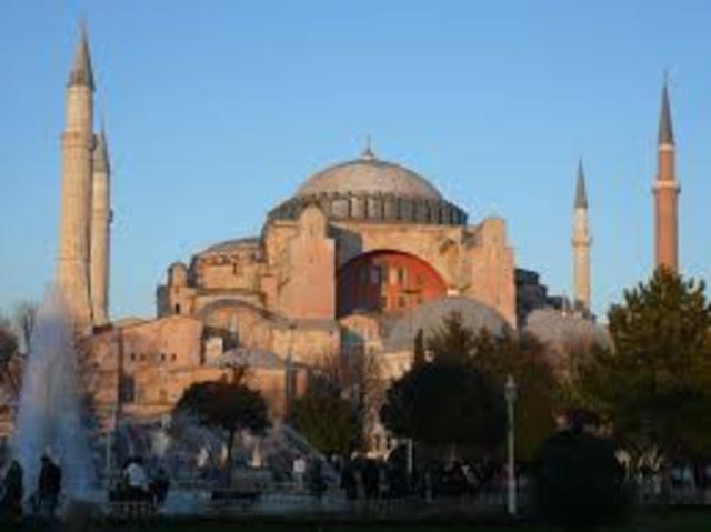 Church named Hagia Sophia was destroyed in riots that swept Constantinople