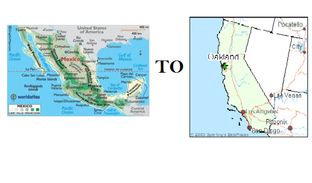 Mexico to California