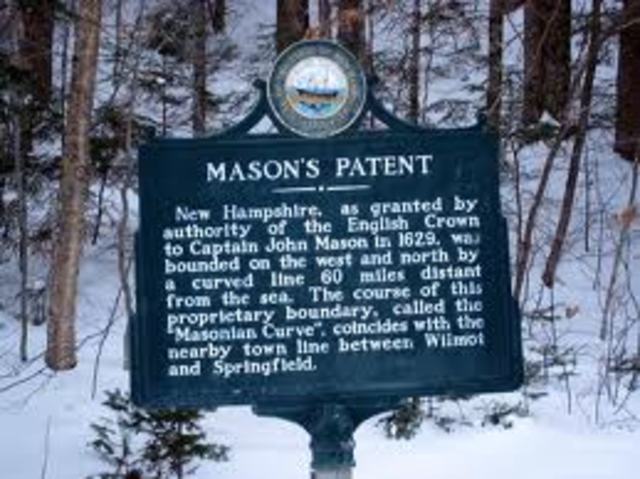 New Hamshire,  John Mason had permision to start a colony in an area of North America between the Merimack and Kennebec Rivers