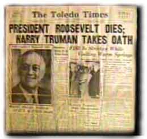 FDR dies, Harry S. Truman becomes President