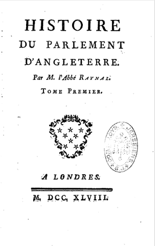 Publication "Histoire du Parlement d'Angleterre"
