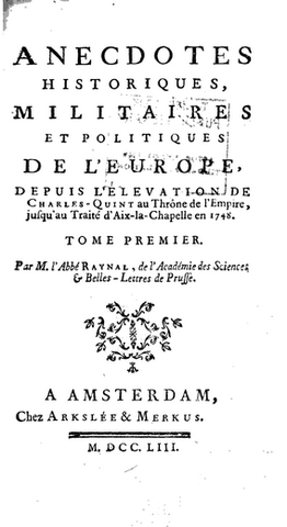 Publication "Anecdotes historiques militaires et politiques"