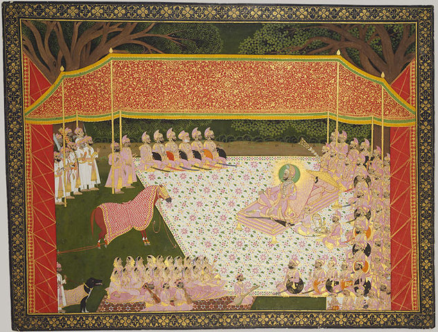 Maharana Sarup Singh Views a Prize Stallion