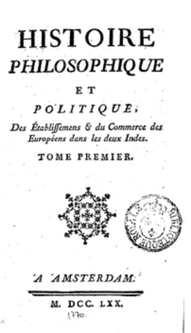 Publication "Histoire des deux Indes"