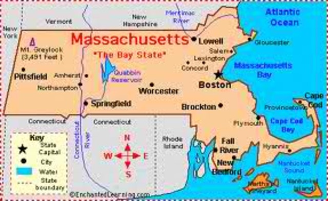 Massachusetts:the pilgrims found it:To form a community were they follow the bible and serve their God