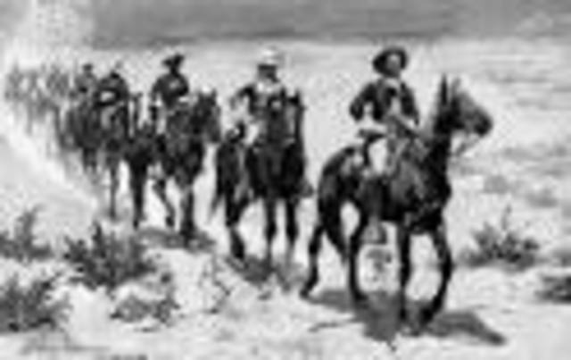 The soldiers are riding.