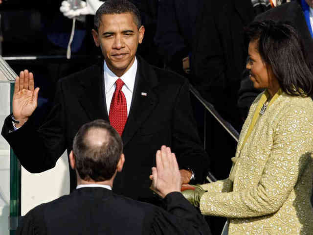 Barack Obama is inaugurated as the 44th President of the United States