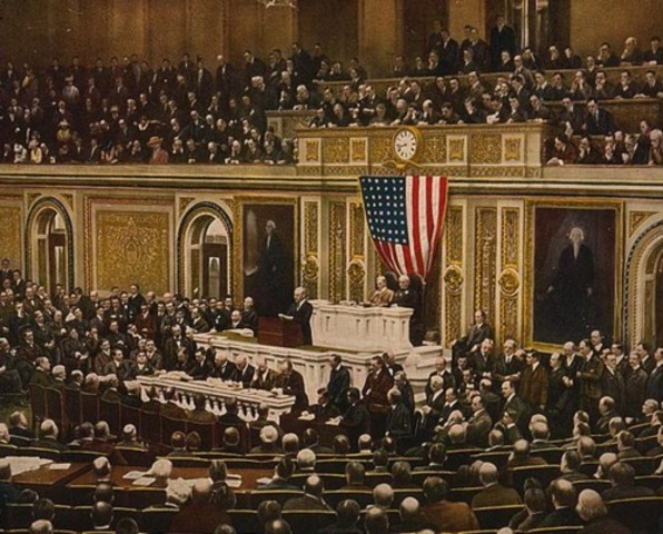 Wilson asks Congress to declare war