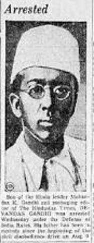 Gandhi is Tried and arrested for sedition