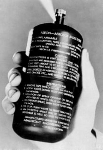 Aerosol spray cans invented by American inventors, Lyle David Goodloe and W.N. Sullivan.