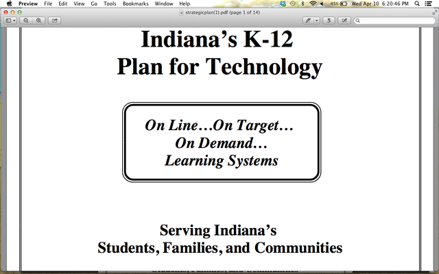Indiana's K-12 Plan for Technology