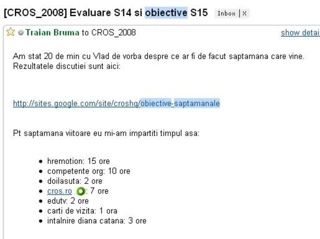 Planificare săptămânală CROS